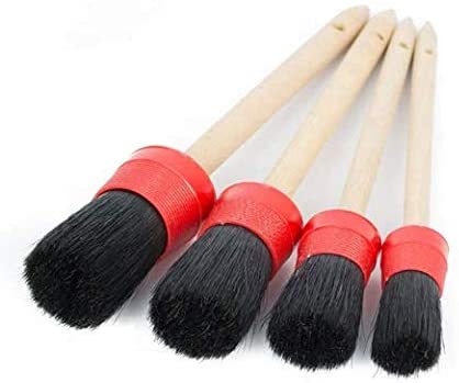 Wooden Handle Hog Hair Detailing Brush Set x4